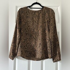 Ann Taylor gold + black Blouse - size small